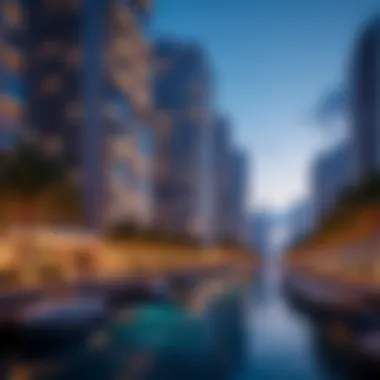Lively Dubai Marina Atmosphere The vibrant surroundings of Dubai Marina near the hotel