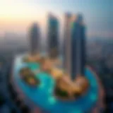 Panoramic view of Burj Plaza showcasing its modern architecture