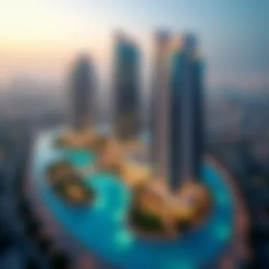Aerial Perspective of Burj Plaza's Architectural Excellence Panoramic view of Burj Plaza showcasing its modern architecture
