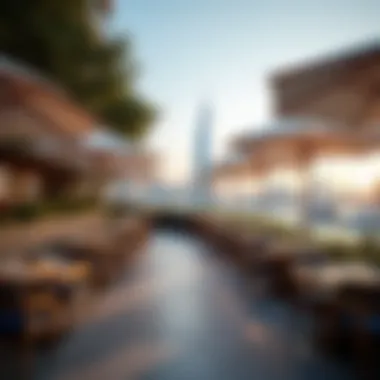 Breathtaking Waterfront Dining Options Scenic view of Dubai Marina with restaurants lining the waterfront