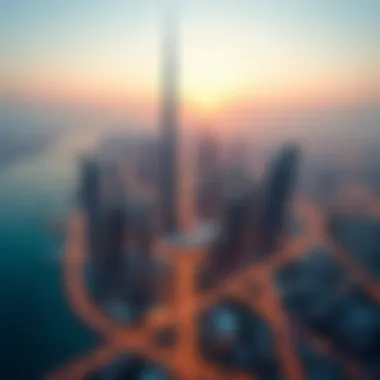 Aerial View of the Dubai Skyline Featuring Ayana Properties Aerial view of the Dubai skyline with Ayana Properties
