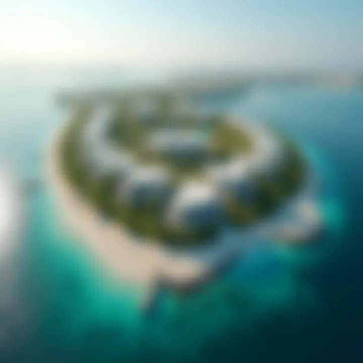 Aerial view of Blue Water Island showcasing luxurious properties