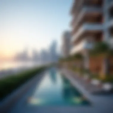 Modern Architecture of Marina Vista A stunning view of Marina Vista's modern architectural design against the Dubai skyline