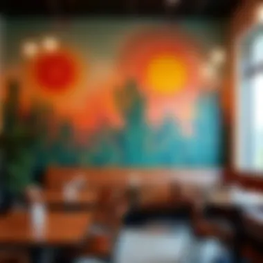 Creative Vibes: Art in Dubai's Cafés Artistic mural in a trendy Dubai café