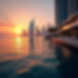 Stunning view of Dubai Marina at sunset