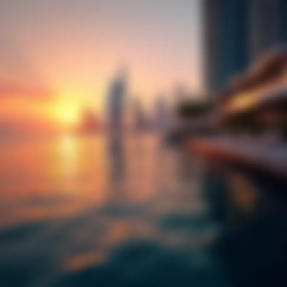 Stunning view of Dubai Marina at sunset