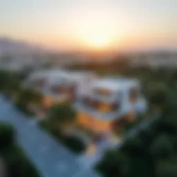 Aerial view of Stonehenge Residence showcasing its modern architecture