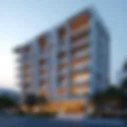 An exterior view of Tameem House Building showcasing its modern architecture