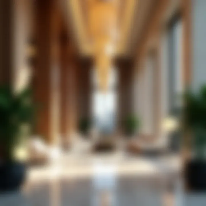 Interior amenities including a spacious lobby and modern furnishings