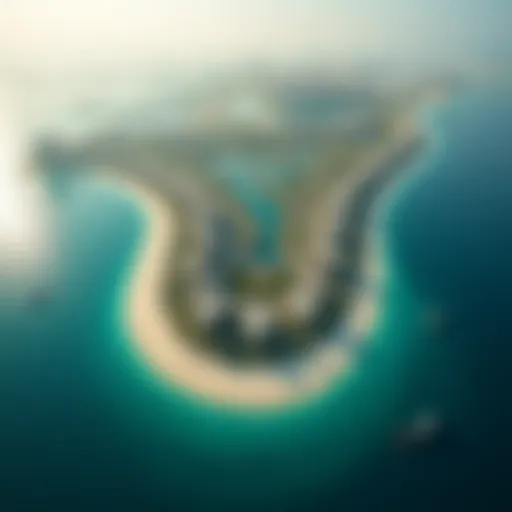 Aerial view of Palm Jumeirah showcasing its unique palm tree shape