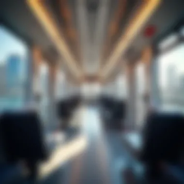 Interior Features of the Dubai Tram Interior of a modern tram showcasing passenger comfort and amenities