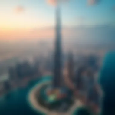 Aerial view of Burj Khalifa showcasing its architectural grandeur