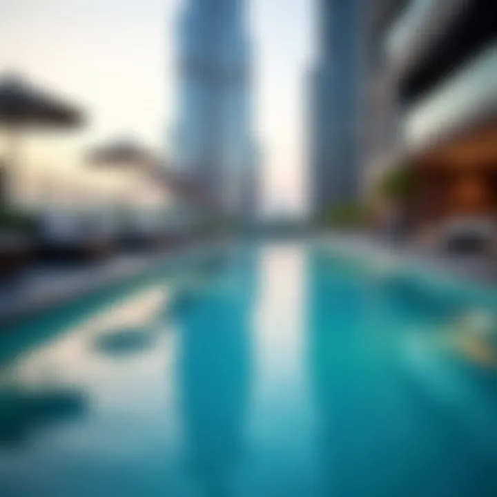 Amenities offered in Burj Khalifa, showcasing a rooftop pool