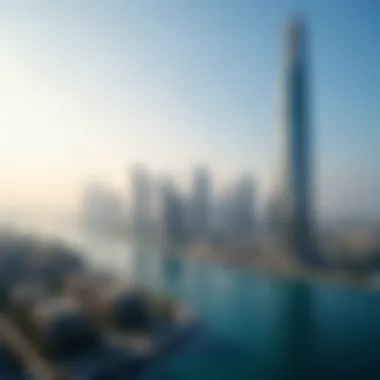 Panoramic skyline of Business Bay featuring West Wharf Tower