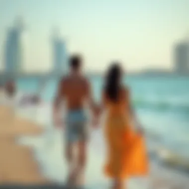 Relaxing Beach Day in Dubai A couple enjoying a day at a Dubai beach