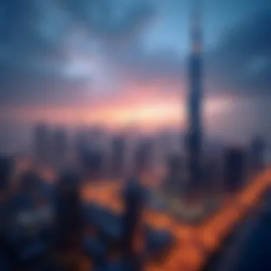 Dubai's Dazzling Skyline Stunning skyline view of Dubai at dusk