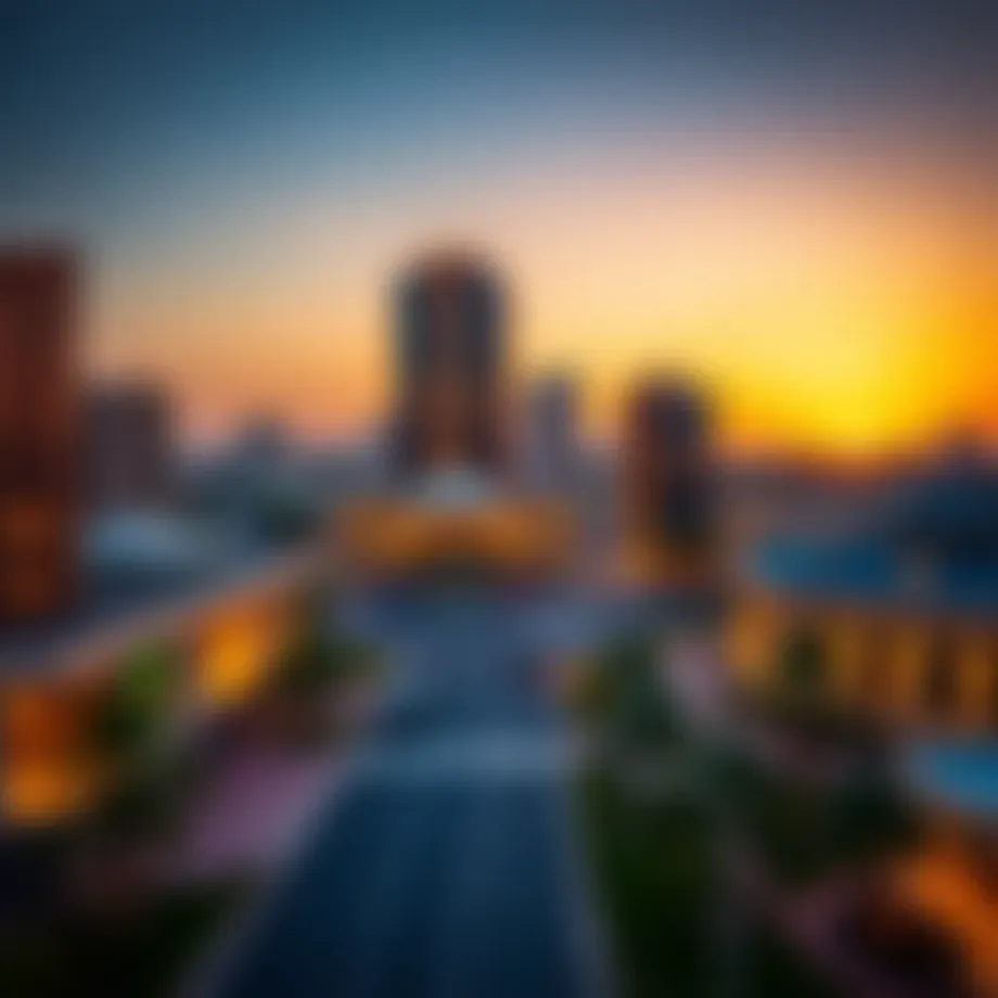 A panoramic view of Sheikh Zayed Bin Hamdan Al Nahyan Street at sunset