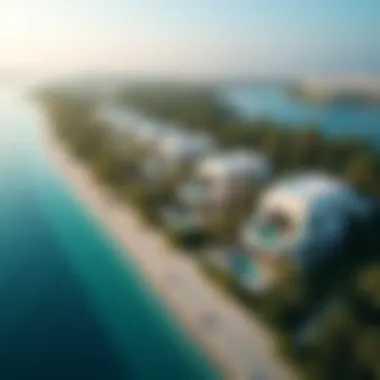 Aerial View of East Crescent's Luxury Villas Stunning aerial view of the East Crescent showcasing luxurious villas
