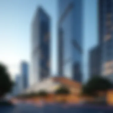 Architectural Design of Prime Business Towers Architectural features highlighting the design of a prime business tower