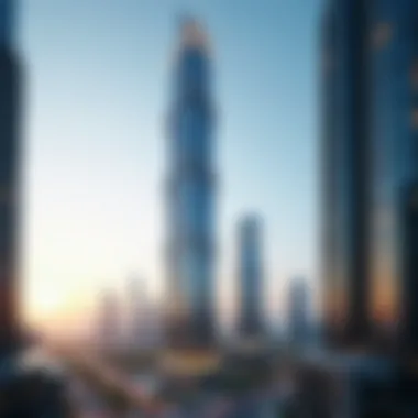 Modern Skyscraper in Dubai A modern skyscraper representing Dubai's real estate market