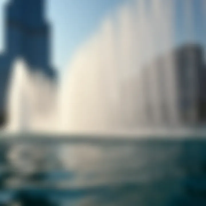 Close-up of water jets during the fountain show