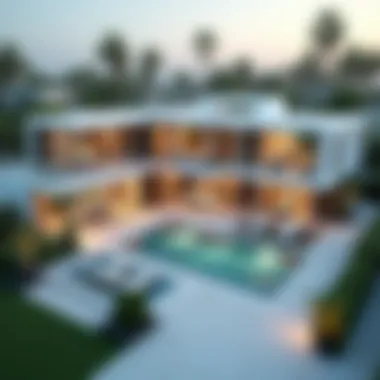 Architectural Layout of a Dubai Villa A detailed architectural map of a modern Dubai villa showcasing property layout